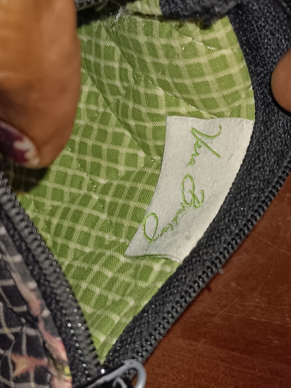 Vera Bradley Black and Green Quilted Coin Pouch